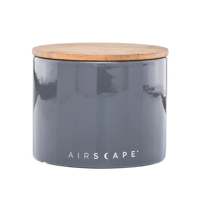 קופסת ואקום לאחסון קפה מקרמיקה אפורה 250 גרם Airscape